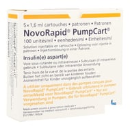 Novorapid pumpcart 100ui/ml cartouche 5 x 1,6ml