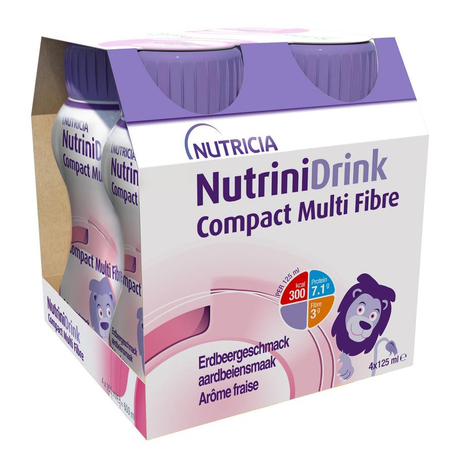 Nutrinidrink compact multi fibre arôme fraise bouteilles 4x125ml