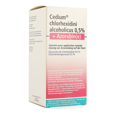 Cedium chlorhexidini gluc alc 0,5% 250ml+azorubine