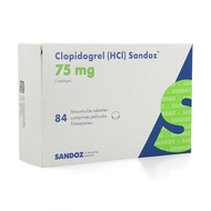 Clopidogrel hcl sandoz comp pell 84 x 75mg
