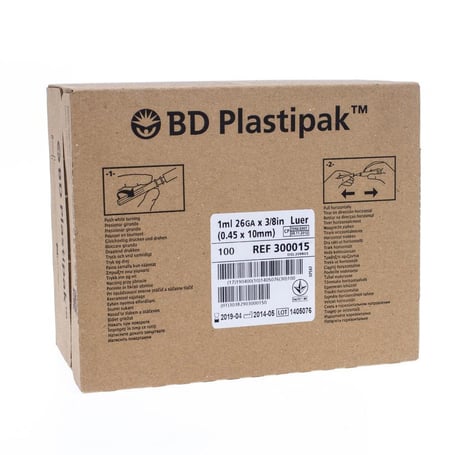 BD Plastipak seringue + aiguille tuberculine 1ml + 26g 3/8 1pc (303176)