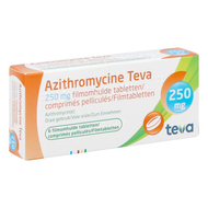 Azithromycine 250mg teva tabl omhulde 6x250 mg