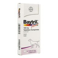 Baytril flavour hond/kat tabl 10 x 150mg