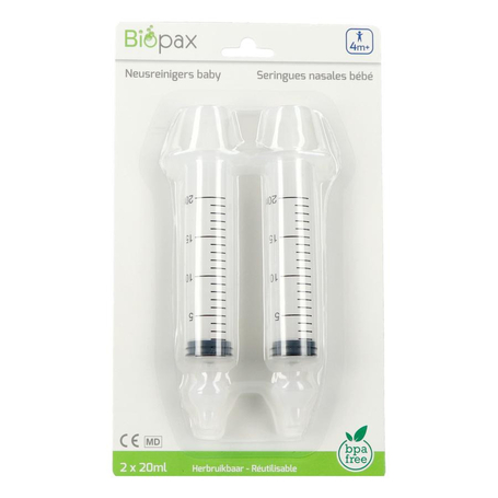 Biopax neusreiniger baby 4m+ 2x20ml + 2 neusstuk.