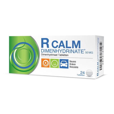 R Calm Dimenhydrinate 50mg reisziekte/misselijkheid 24 tabletten