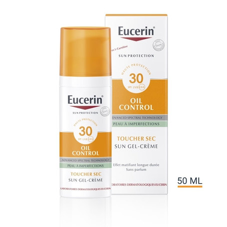 Eucerin Sun Oil Control SPF 30 Toucher Sec Gel-Crème Peau à Imperfections et Grasse avec pompe 50ml