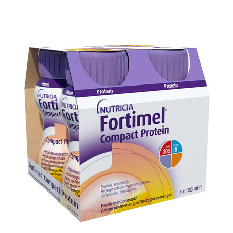 Fortimel compact protein perzik-mango flesjes 4x125 ml