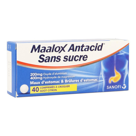 Maalox antacid ss lemon 200/400mg comp croq 40 bl.