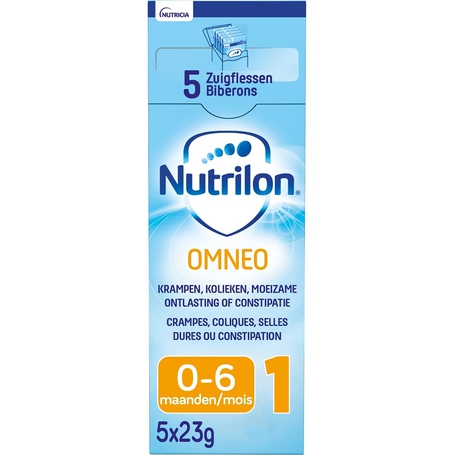 Nutrilon Omneo 1 Krampen, kolieken, moeizame ontlasting en constipatie baby 0-6 maanden Zakjes 5x23g