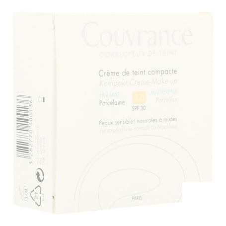 Avene Getinte Compact Crème Matte Afwerking Porcelaine (01) 10gr