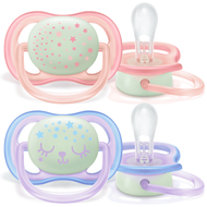 Philips Avent Sucette Ultra air SCF376/12 - Night Girls - 0-6 mois - 2 pièces