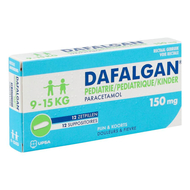 Dafalgan pediatrique 150mg suppositoire 12 pc