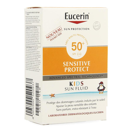 Eucerin Sun fluid sensitive protect pocket kinderen SPF50+ 50ml