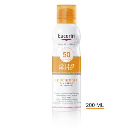 Eucerin Sun Sensitive Protect SPF 50 Toucher Sec Brume Transparent 200ml