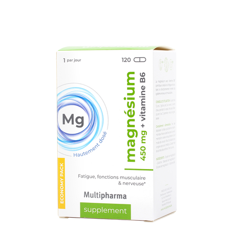 Multipharma Magnesium 450mg + vitamine B6 gélules 120pc