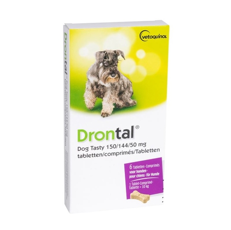 Drontal Tasty Bone 150/144/5mg 10kg Dog comprimés 6pc