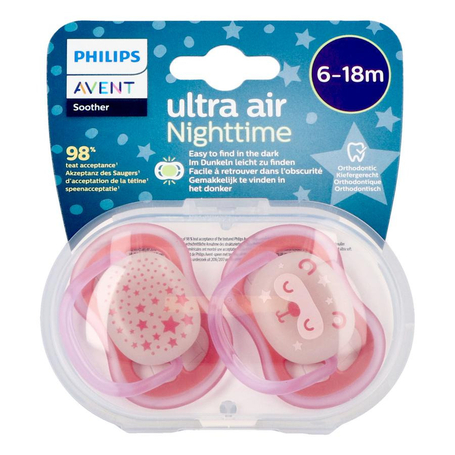 Philips avent sucette +6m air night girls