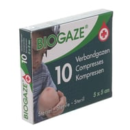 Biogaze 10 compresses 5 x 5 cm