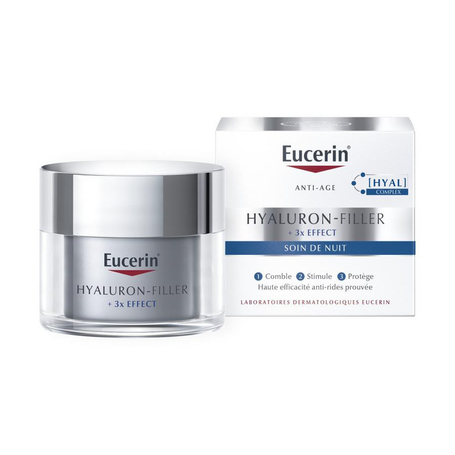 Eucerin Hyaluron-Filler +3x Effect Soin de Nuit Crème Anti-Rides & Anti-Âge Pot 50ml