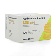 Metformine sandoz 850mg comp 100 x 850mg