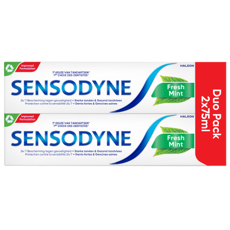 Sensodyne fresh mint tandpasta tube 2x75ml