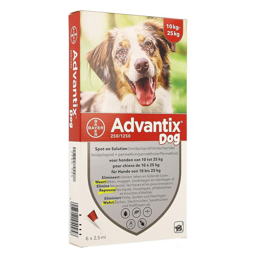 Achetez Advantix 250 1250 chiens 10 25kg fl 6x2 5ml en ligne