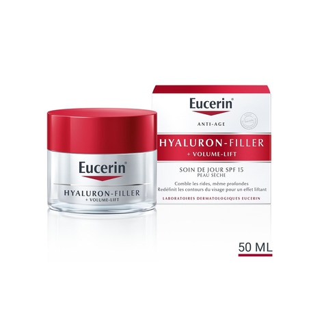 Eucerin Hyaluron-Filler + Volume-Lift Soin de Jour SPF 15 Peau Sèche Crème Anti-Rides & Anti-Âge Pot 50ml