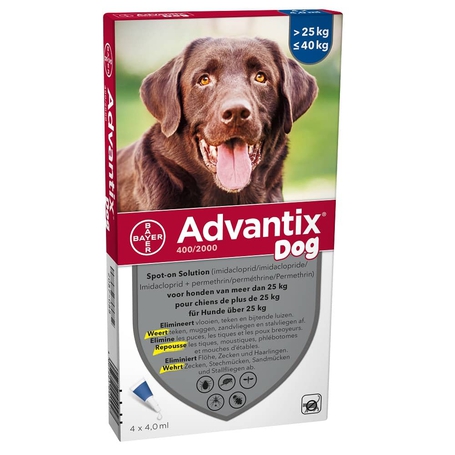 Advantix Dog 400/2000 Chiens 25<40kg pipettes 4x4,0ml