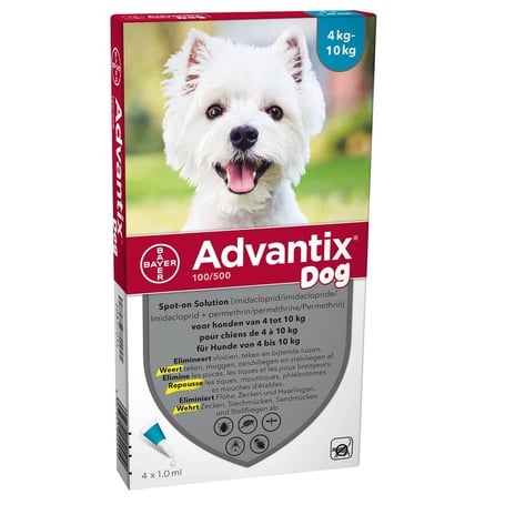 Advantix Dog Spot-on 100/500 chiens 4<10kg 4x1,0ml