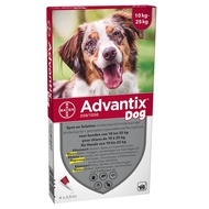 Advantix Dog 250/1250 Honden 10<25kg pipetten 4x2,5ml