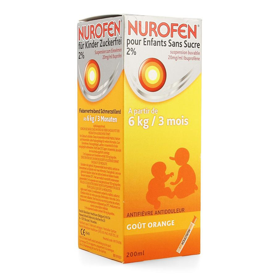 Achetez Nurofen Enfant sirop sans sucre 2% orange 200ml en ... Achetez Nurofen Enfant sirop sans sucre 2% orange 200ml en ...