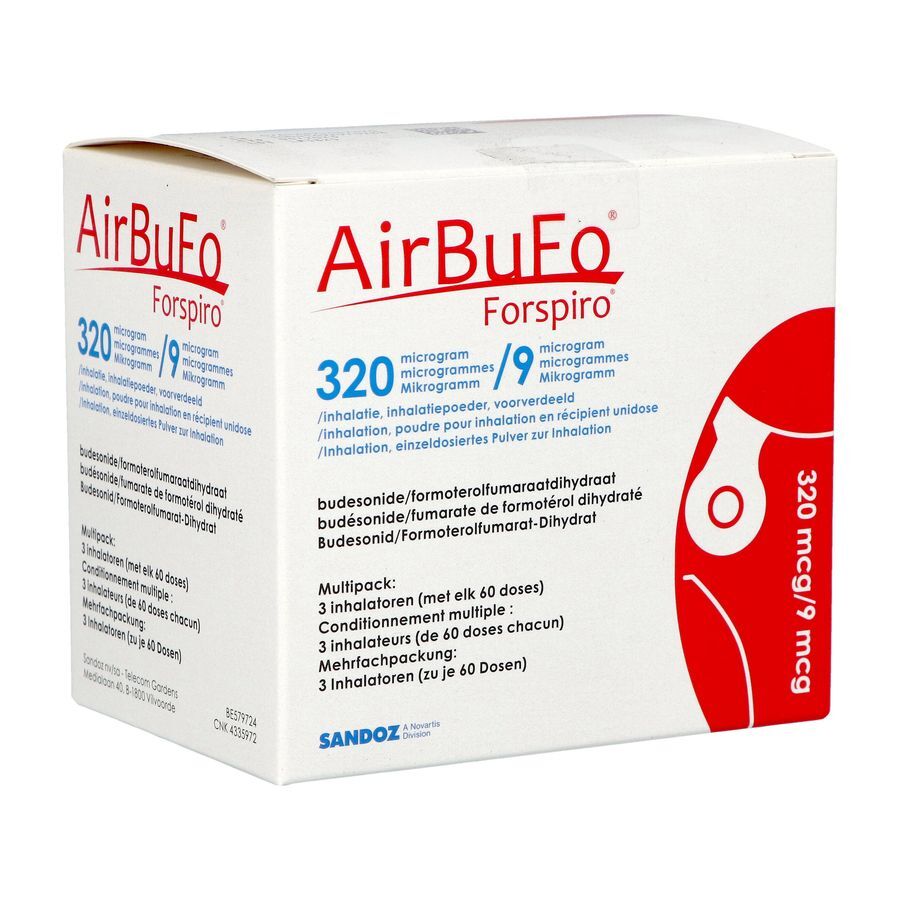 Airbufo forspiro 320mcg/9,0mcg inhal. 3 x 60dosis kopen? | Multipharma.be
