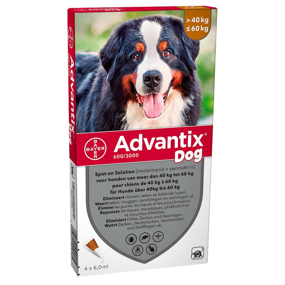 Advantix Dog 600/3000 Honden 40<60kg pipetten | Multipharma.be
