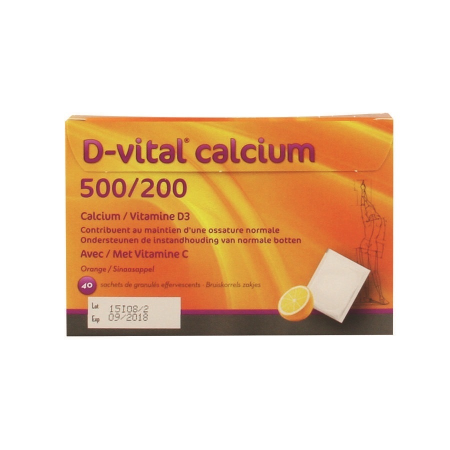 Achetez D vital calcium 500/200 orange sachet 40 en ligne