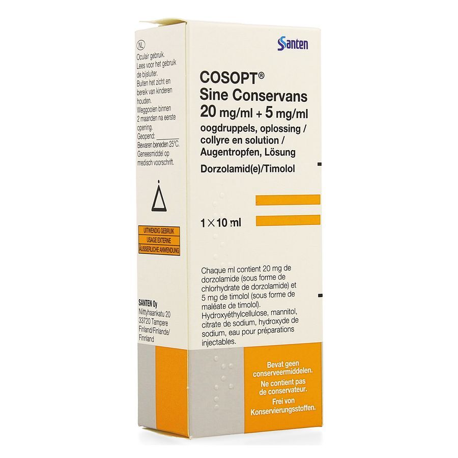 Cosopt sine conservans 20mg/ml-5mg/ml gutt 1x10ml kopen? | Multipharma.be